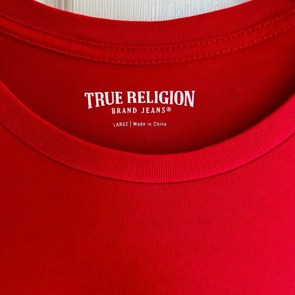NWOT True Religion Men's Buddha and Velour Logo Short Sleeve Tee Men's Large